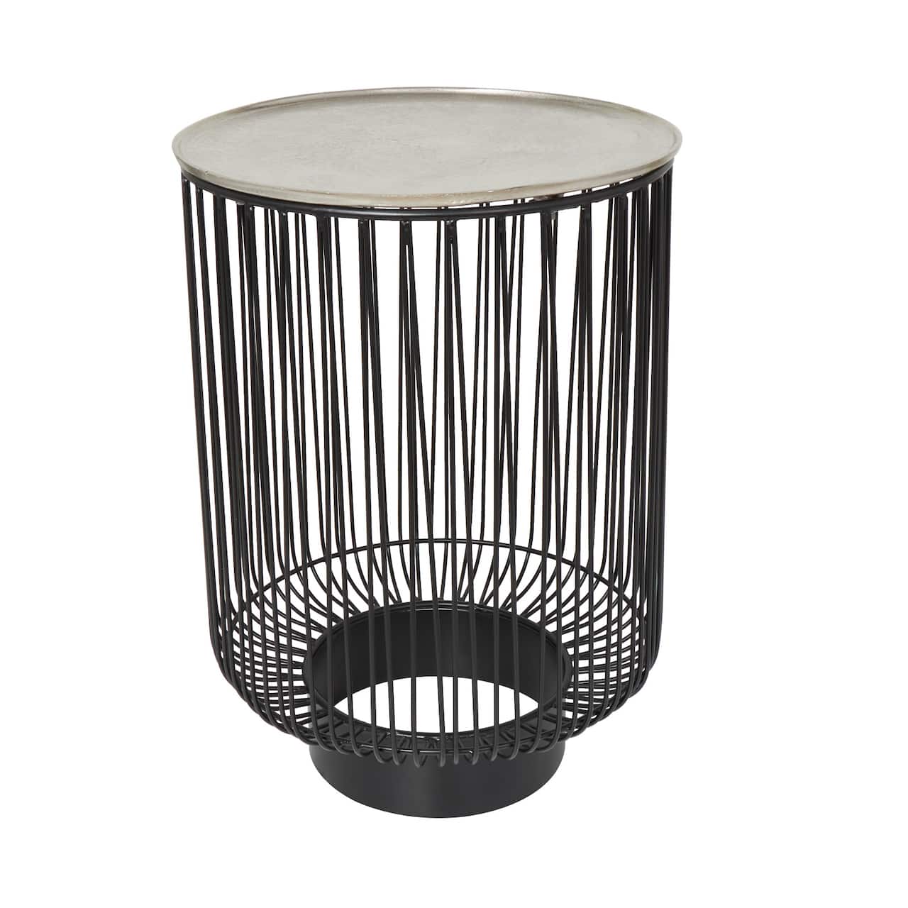 22" Black Aluminum Open Frame Wire Accent Table